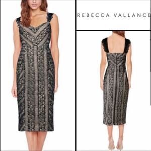 NWOT Rebecca Vallance Lou Lou Black Lace Bodycon Ruffle Dress